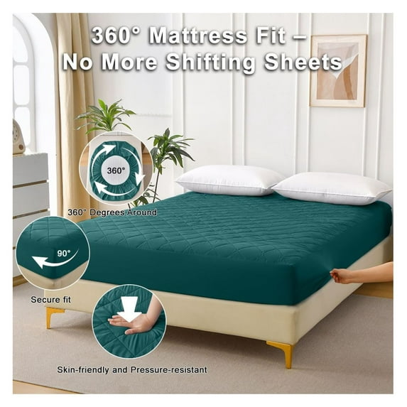 Diamond Grid Mattress Protector, Waterproof Bed Cover - King Size - Hypoallergenic, Dust Mite Proof - Cooling & Breathable - Fitted Sheet Style for Deep Pockets