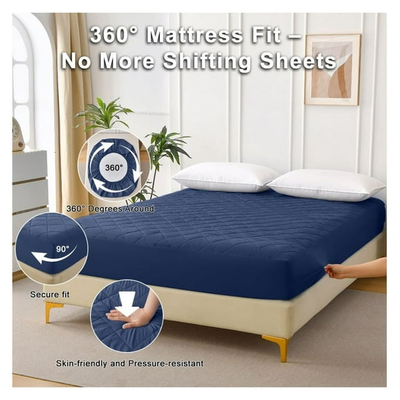 Diamond Grid Mattress Protector, Waterproof Bed Cover, King Size - Hypoallergenic, Dust Mite Proof, Cooling - Fits 14-18 Inch Deep Pockets, Quilted Design