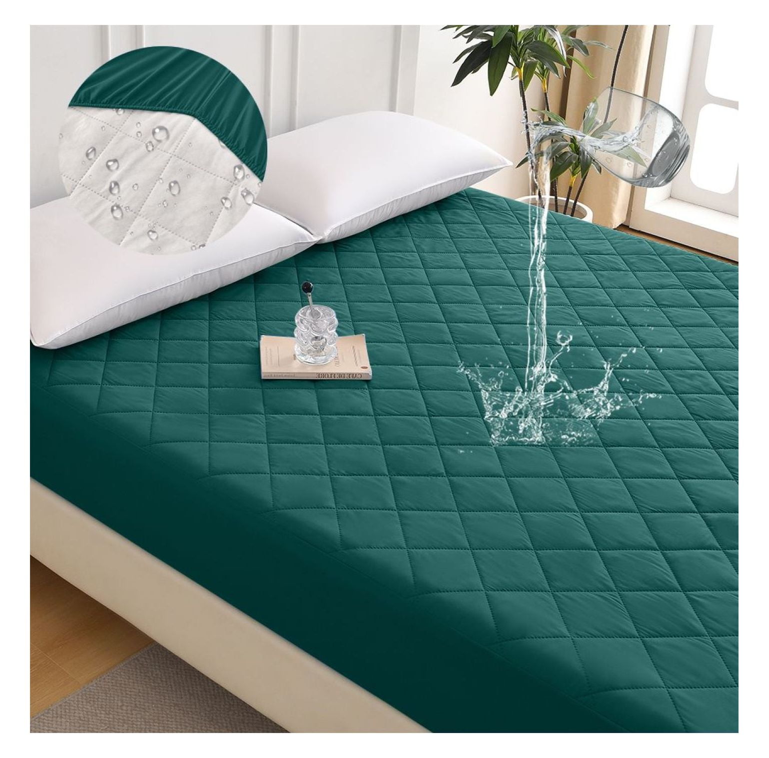 Diamond Grid Mattress Protector, Waterproof Bed Cover - King Size, Hypoallergenic, Dust Mite Proof, Cooling - Premium Protection for Sleep, Deep Pocket 18 Inch