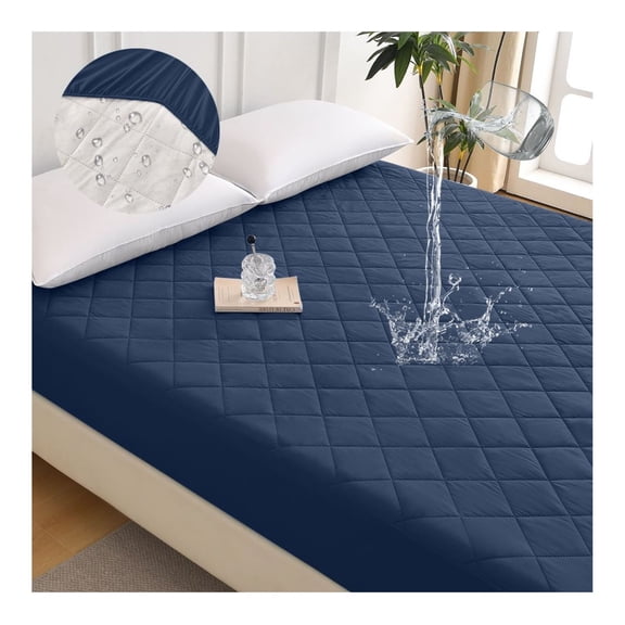 Diamond Grid Mattress Protector, Waterproof Bed Cover - Queen Size - Hypoallergenic, Dust Mite Proof - Cooling & Breathable, Fitted Sheet Style, 14-16 Inch Pocket