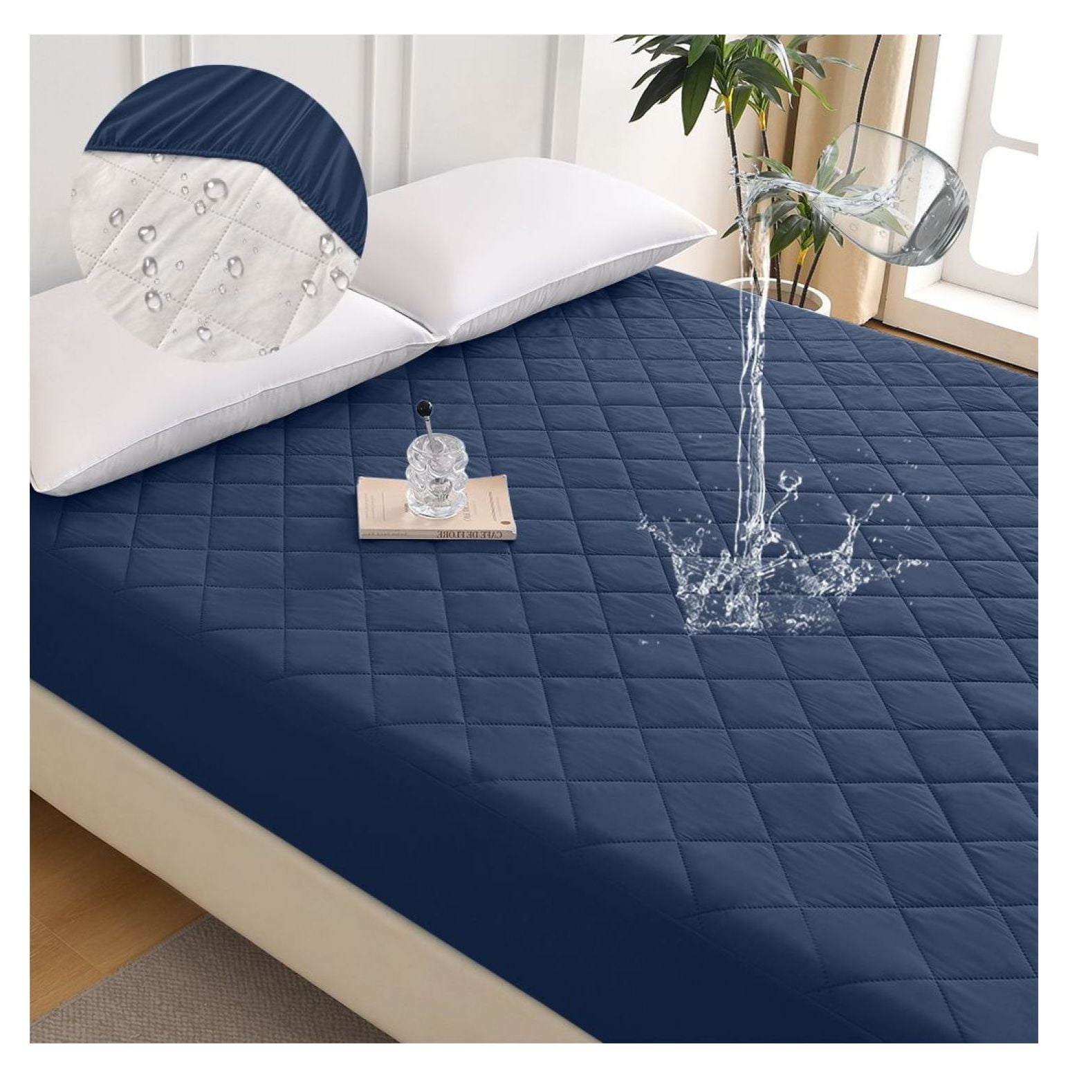 Diamond Grid Mattress Protector, Waterproof Bed Cover - Twin XL - Hypoallergenic, Dust Mite Proof - Cooling & Breathable - Fits up to 14 Inch Mattress