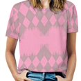 thumbnail image 1 of Diamond Grid Pattern T-Shirt O Neck Oversize T-Shirts Short Sleeve Classic Tees Women Summer Graphic Tops, 1 of 5