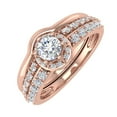 thumbnail image 1 of Diamond Halo Bridal Ring Set in 14K Rose Gold (5/8 cttw) (Ring Size 6.75), 1 of 5