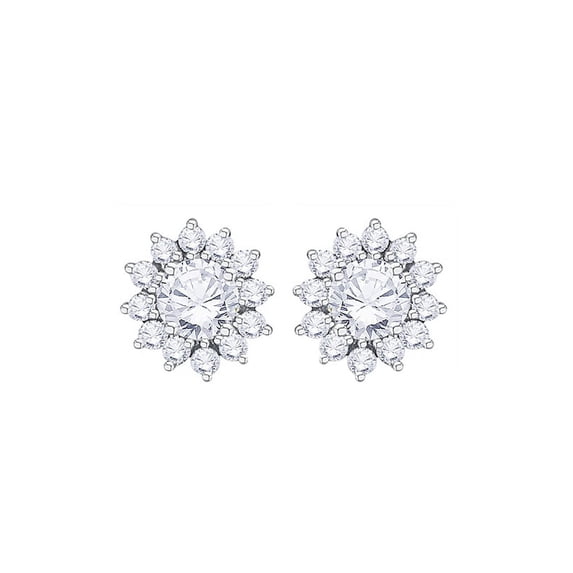 Diamond Halo Earrings in 14K White Gold (1 cttw, G-H, I2-I3)