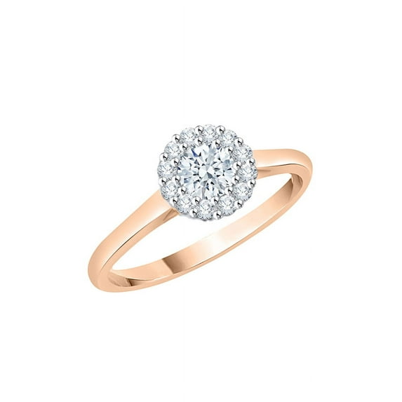 Diamond Halo Engagement Ring in 10K Rose Gold (1/2 cttw) (I-Color, SI3-I1 Clarity) (Size-9.5)