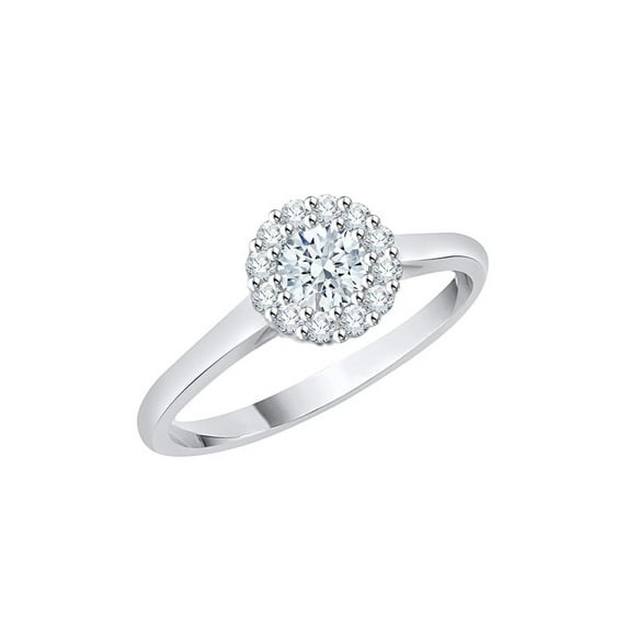 Diamond Halo Engagement Ring in Sterling Silver (1/2 cttw) (I-Color, SI3-I1 Clarity)