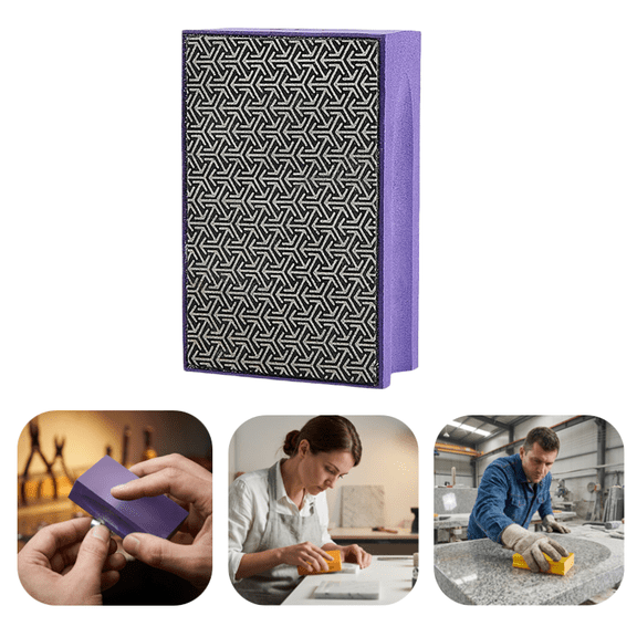 Diamond Hand Polishing Pad - Diamond Electroplated Hand Sanding Pads Polishing Blocks for Granite, Marble, Glass, Concrete - (Purple)