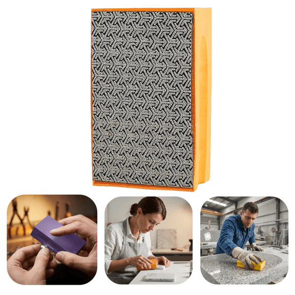 Diamond Hand Polishing Pad - Diamond Hand Sanding Pads Polishing Blocks for Granite, Marble, Glass, Concrete - (Saffron)