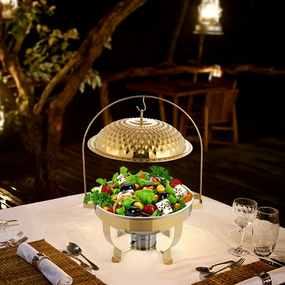 Diamond Hanging Lid Stove, 6.3QT Alcohol Burner Food Warmer, Stainless Steel Buffet Warmer for Family Gatherings, Weddings, and Events