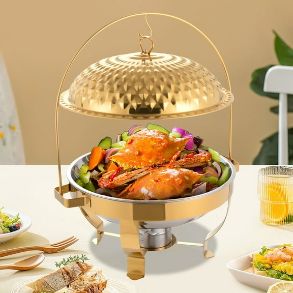 Diamond Hanging Lid Stove with Alcohol Burner, 8.5QT Capacity, Stainless Steel Food Warmer for Buffets, Family Gatherings, and Banquets