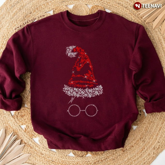 Diamond Harry Potter Santa Hat Glasses Christmas Sweatshirt - Walmart.com