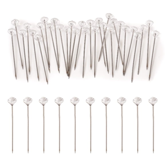 Diamond Head Iron Sewing Craft Positioning Needles with Plastic box Clear 70.5x53x24.5mm Iron