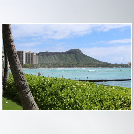 Diamond Head Mountain Hawaii Poster Wall Art, Modern Wall Decor, 24x36 UNFRAMED