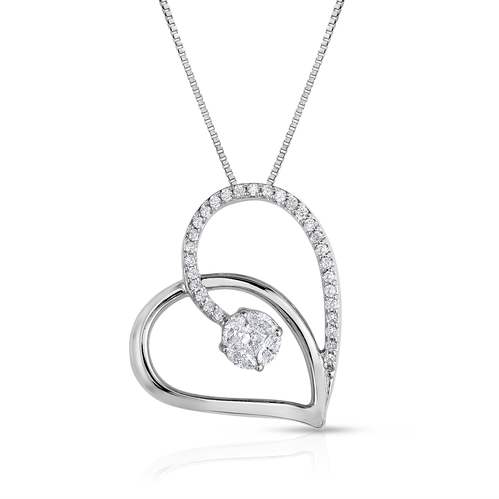 Diamond Heart Necklace in 14k White Gold (1 ct. tw.)