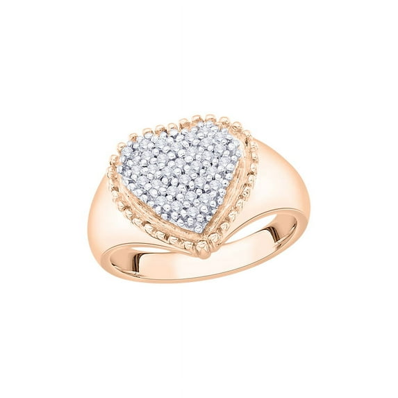 Diamond Heart Promise Ring in 14K Rose Gold (1/2 cttw) (I-Color, SI3/I1-Clarity) (Size-5.5)