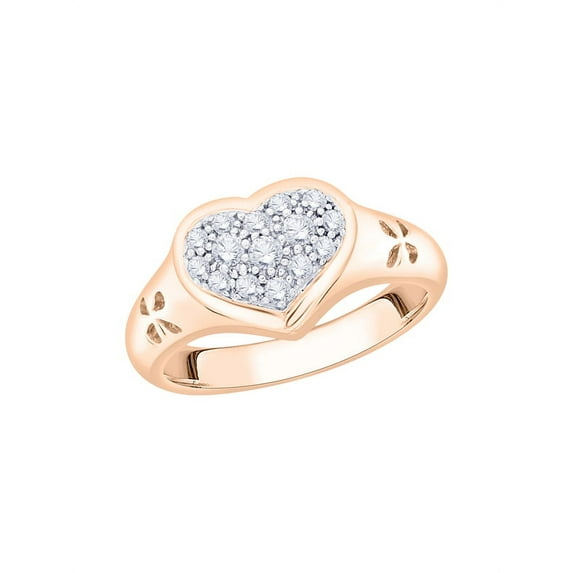 Diamond Heart Promise Ring in 14K Rose Gold (1/4 cttw) (I-Color, SI3/I1-Clarity) (Size-8.5)