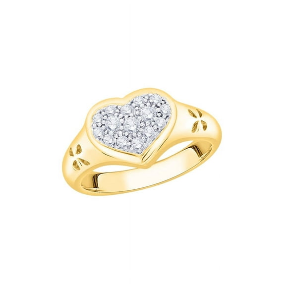 Diamond Heart Promise Ring in 14K Yellow Gold (1/4 cttw) (I-Color, SI3/I1-Clarity) (Size-8)