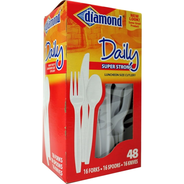 Diamond Heavy Duty Combo Cutlery Pack, White, 48 Ct