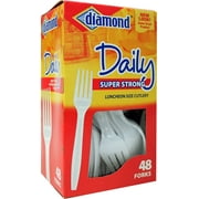 Diamond Heavy Duty Forks, White, 48 Ct