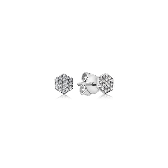 Diamond Hexagon Stud Earring