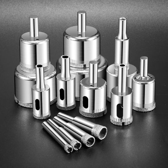 Diamond Hole Saw Drill Bit Set 10 Pack Tile Hole Cutter Kit for Ceramic Glass Marble Granite Porcelain