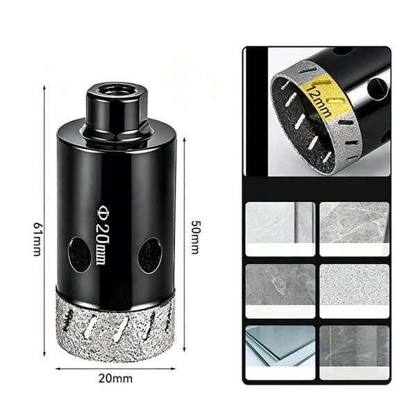 Diamond Hole Saw M10 Thread Thin Wall Porcelain Tile Ceramic Granite Glass Dry Drilling Core Bit Set Angle Grinder Opener Tool Stone Marble Cutting