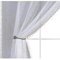 thumbnail image 1 of Diamond Home 2 Piece Set Linen Look Pom Pom Tasseled Rod Pocket Semi Sheer Window Treatment Panel Curtains/Drapes (52" X 84", White), 1 of 4