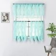 thumbnail image 1 of Diamond Home 3 Piece Cascade Sheer Vertical Ruffled Kitchen Window Curtain Tiers and Valance Set (36" Tiers & 16" Valance, Sea Blue), 1 of 1