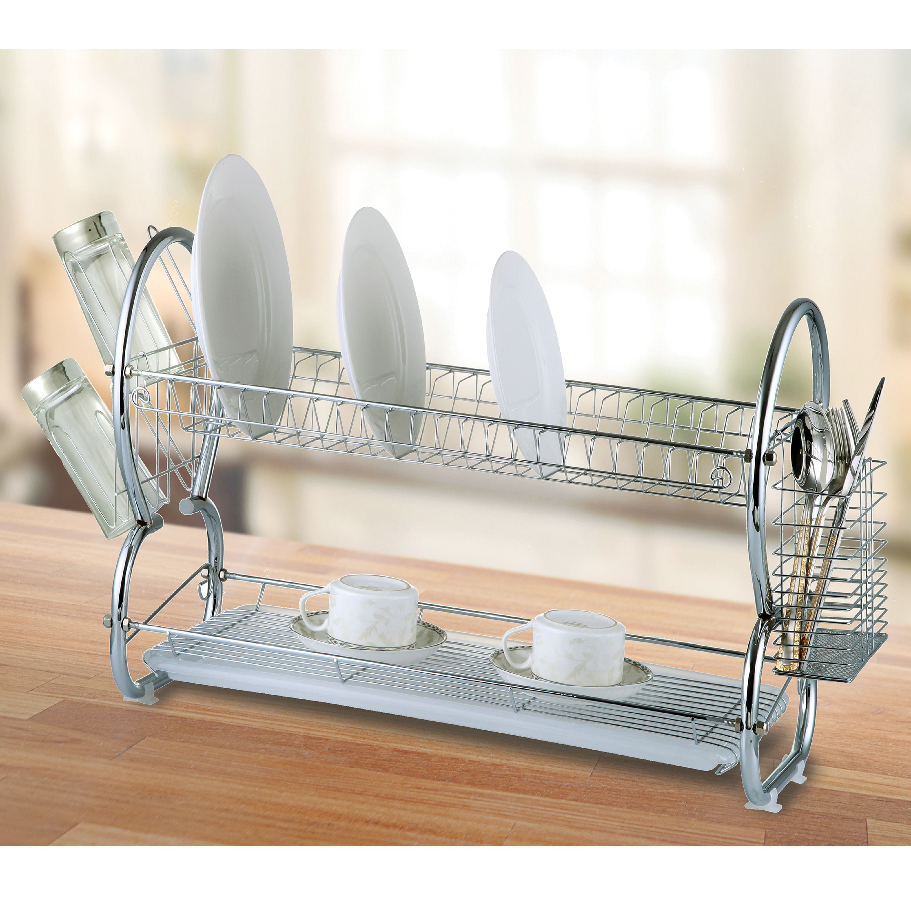 Smart Design Dish Drainer Rack - Large Chrome - 17.5 x 5.5 Inch 8117298 -  The Home Depot