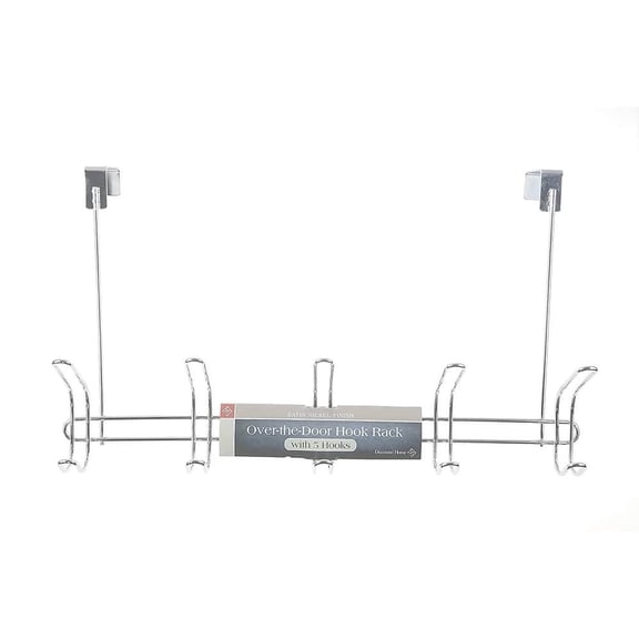 Diamond Home Over the Door Chrome 5-Hook Tie, Belt and Purse Rack