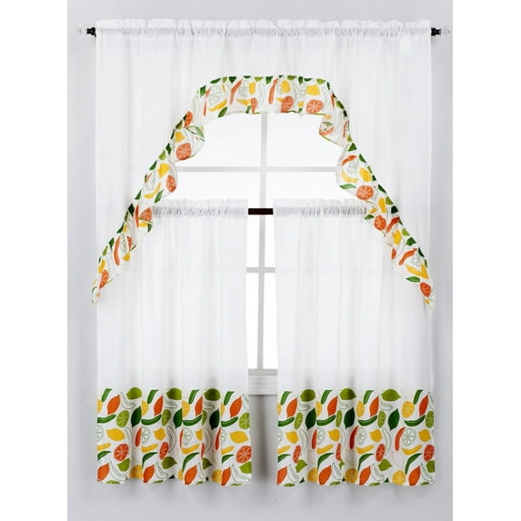 Diamond Home Printed Rod Pocket Light Filtering Curtains 30” x 36” (3 Panels)