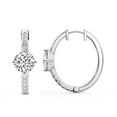 thumbnail image 1 of Diamond Hoop Earring | 1 Carat IGI Certified Round Shape Lab Grown Diamond Hoop | 14K in White Gold | Moonlight Glow Elongated Hoop Lab Diamond Earrings | FG-VS1-VS2 Quality | Friendly Diamonds, 1 of 5