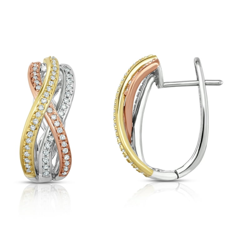 Diamond Hoop Earrings 1-1/2 ct tw Round-cut 14K Yellow Gold