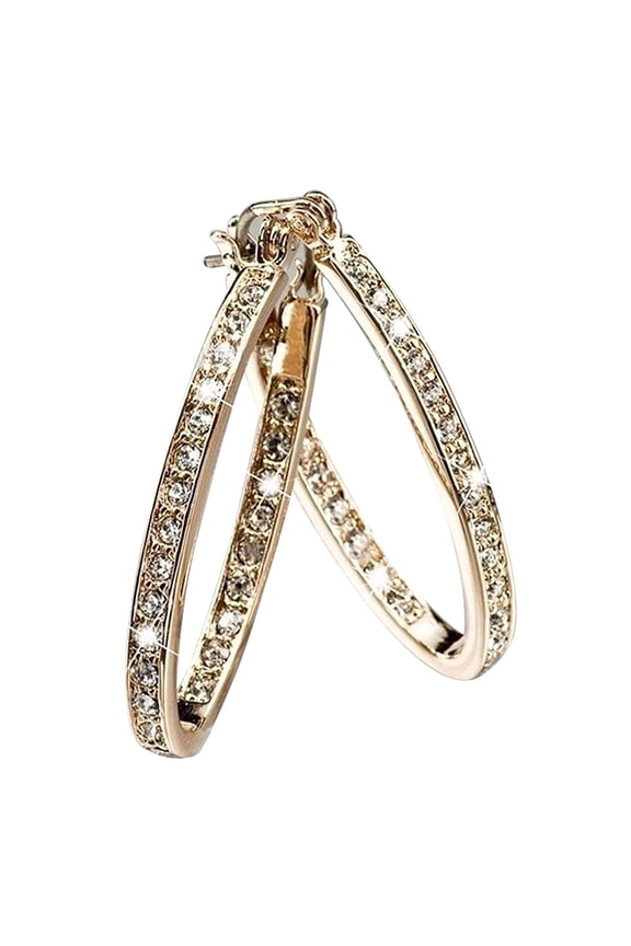Diamond Hoop Earrings For Women, Rvkxad Shinning Rhinestone Round Hoop Earrings, Temperament Copper Zircon Earrings For Girlfriend Birthday Gift, Gold