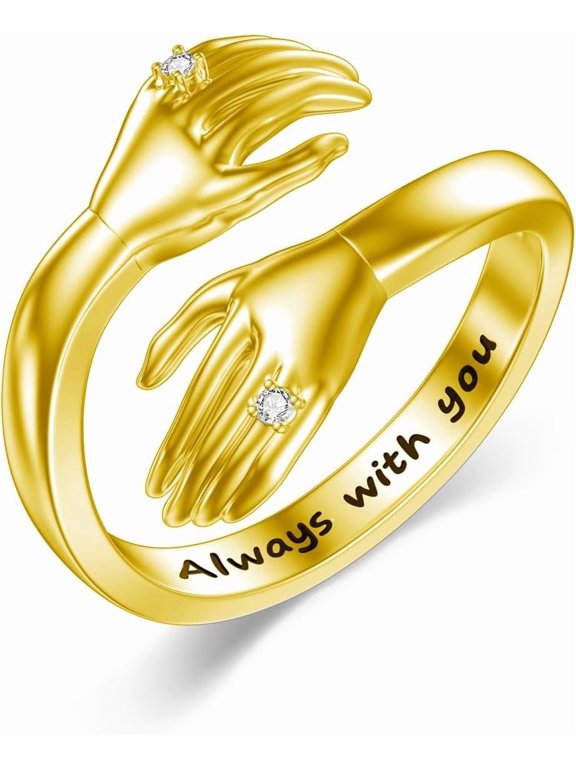 Diamond Hug Ring for Women 925 Sterling Silver Always With You Hug Rings with Lab Grown Diamond Jewelry Gifts for Loved Ones Adjustable Hug Rings