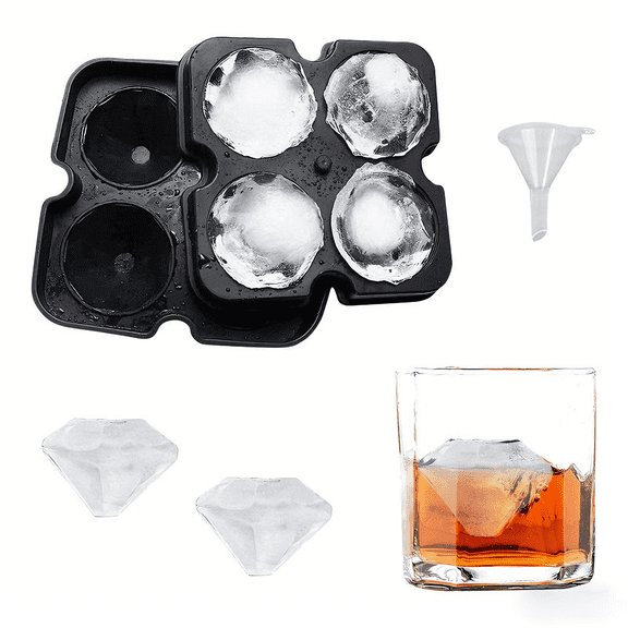 Diamond Ice Cube Mold, 5-Cavity Silicone Ice Tray for Whiskey, Cocktails, and Beverages, Food-Grade Flexible Ice Maker for Halloween & Party Drinks, Easy Release & Dishwasher Safe