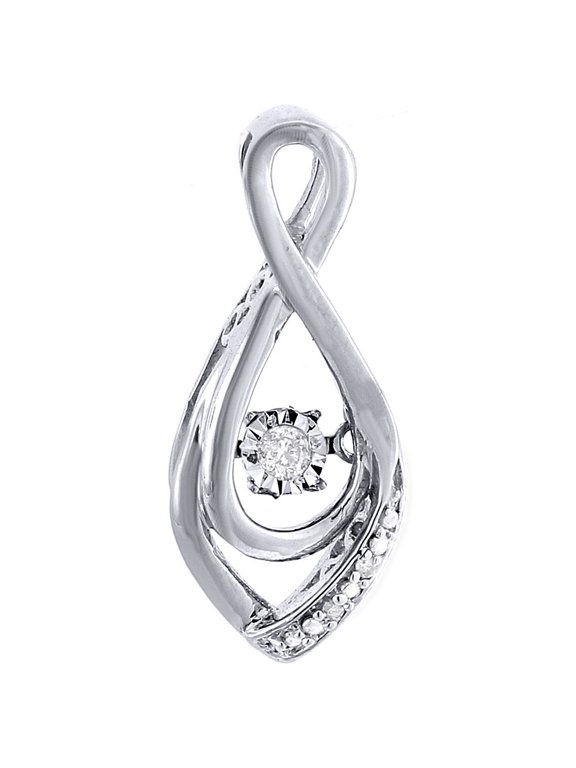Diamond Infinity Loop Design Pendant 10k White Gold Solitaire Charm