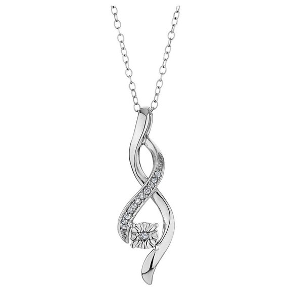 Gem & Harmony Diamond Infinity Pendant Necklace in Sterling Silver with Chain for Women