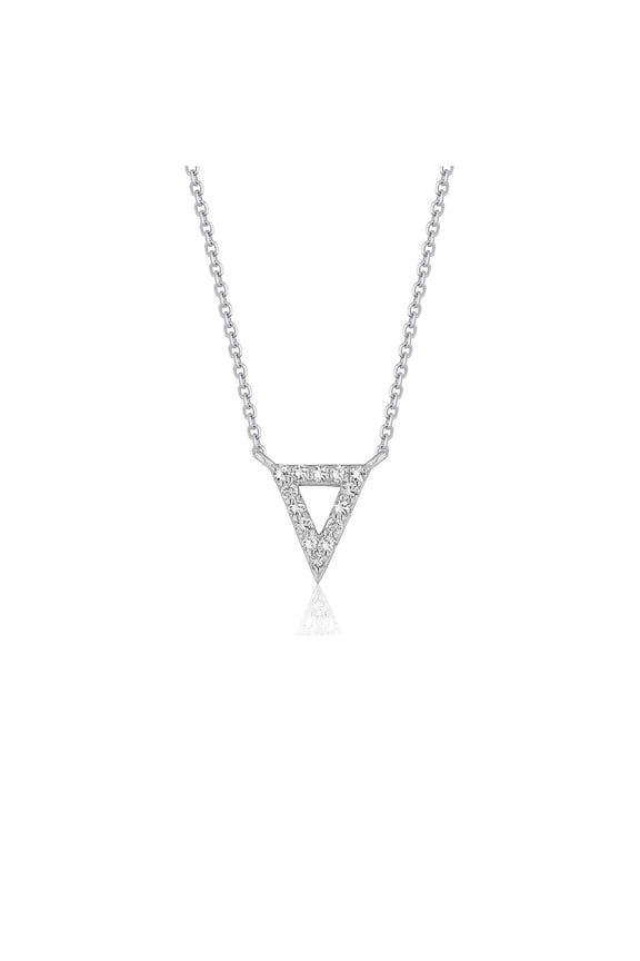 Diamond Inverted Triangle Pendant in 14k White Gold 16 in
