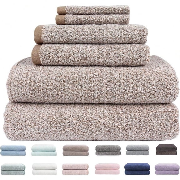 Diamond Jacquard 6 Pieces Bath Towel Set Luxury er Soft Oversized Bath Towels Highly Absorbent Quick Drying Towels for Bathroom Brown