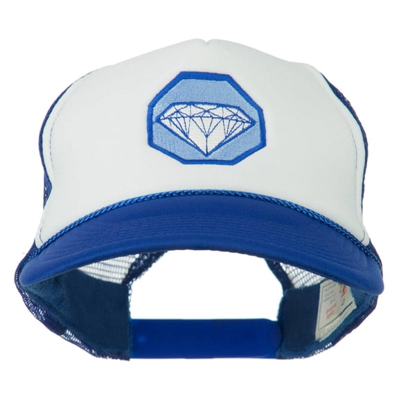 Diamond Jewelry Embroidered Foam Mesh Back Cap - Royal White OSFM