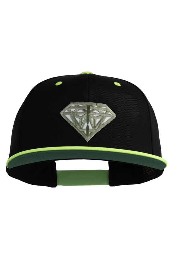 Diamond Jewelry Patched Classic Snapback Wool Blend 2 Tone Cap - Black Yellow OSFM