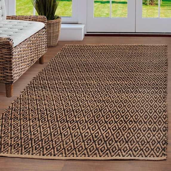 Diamond Jute Hand-Woven Reversible Contemporary Indoor Area Rug Grey / 3 ft. x 5 ft.