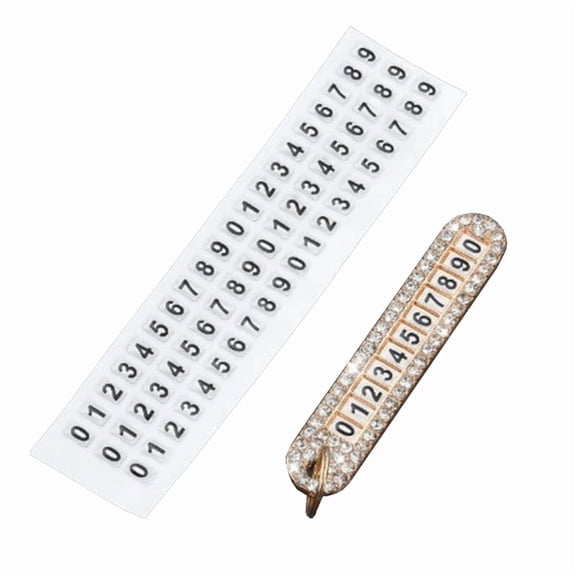Diamond Keychain With Phone Number Car Keychain Men Women Purse Charm Anti Loss Telephone Number Plate for Key Chain Pen