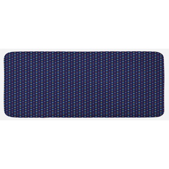 Diamond Kitchen Mat, Colorful Gemstones with Rhombus Shapes on a Dark Background Simplistic Pattern, Plush Decorative Kitchen Mat with Non Slip Backing, 47" X 19", Multicolor, by Ambesonne