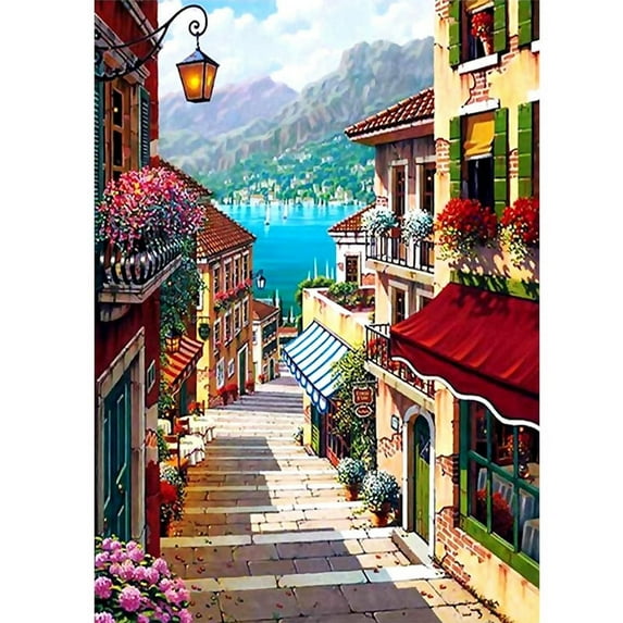 Diamond Kits for Adults, IFREE 5D Diamond Art Kits for Beginner,Full Drill DIY Crafts for Adults Home Wall Decor Diamond Dotz Paint by Numbers Street Scene 11.8x15.7in