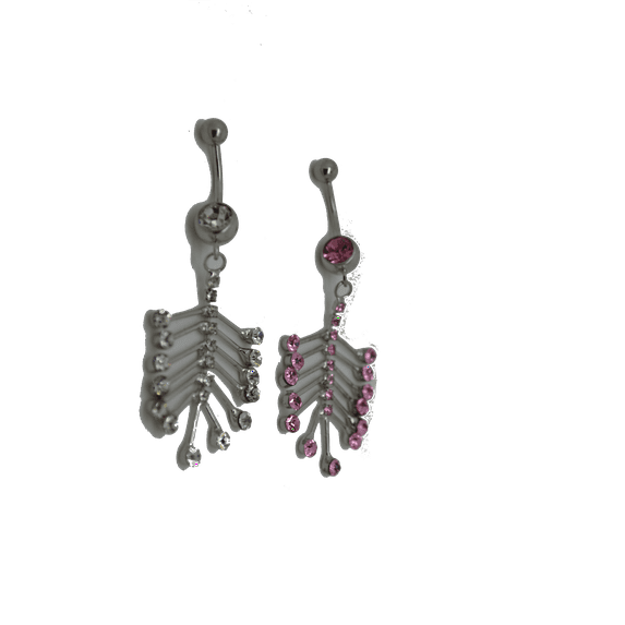 Diamond Ladder Dangle Belly Ring 14G (1.6MM) #72 (Pink)