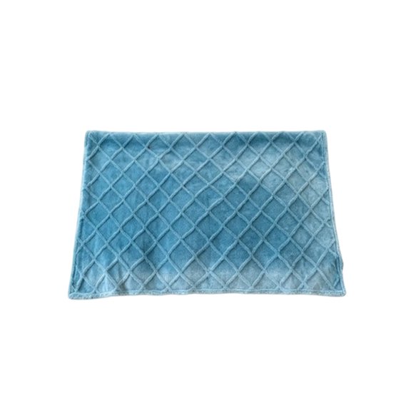Diamond Lattice Pattern Throw Blanket Blue Soft Polyester 39.37 x 27.56 Inch Multi Purpose for Sofa Couch Bed Holiday Decor