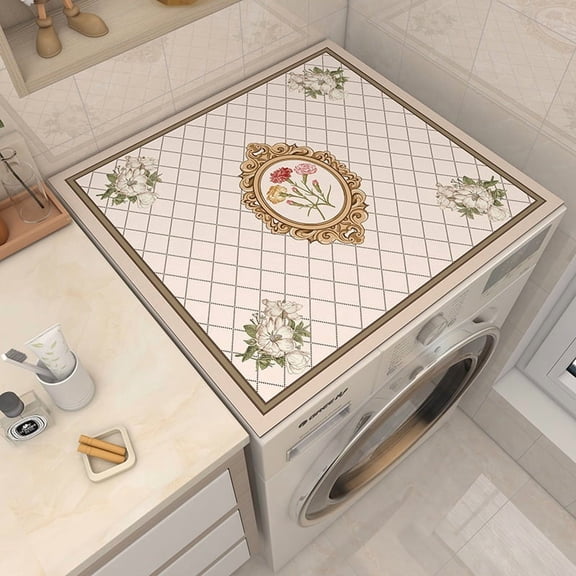 Diamond Lattice Washing Machine Mat 50x60cm Stain-Resistant Non-Slip Under Washer Dryer Pad for Laundry Room Floor Protection