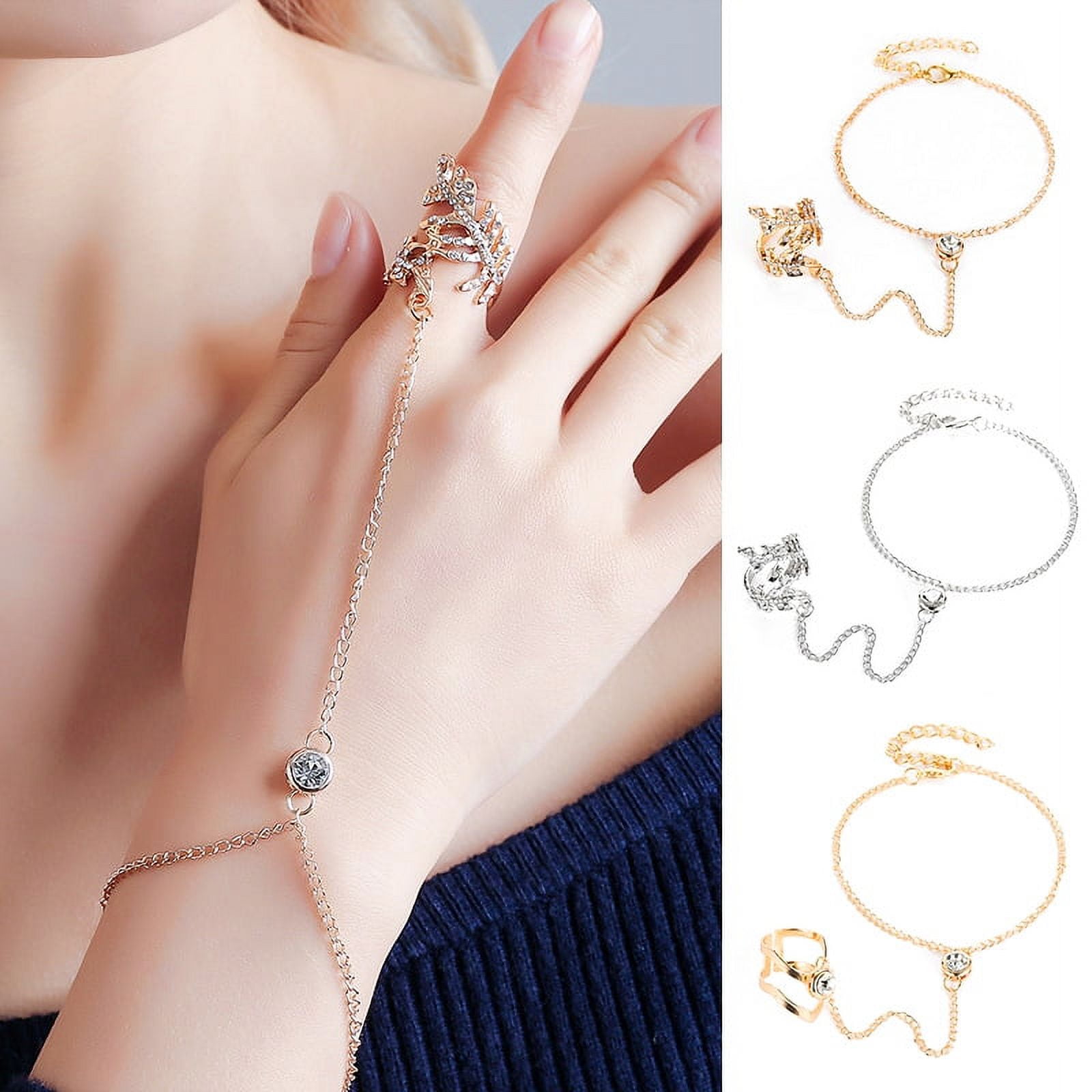 Amazon.com: Chicque Boho Ring Bracelet Gold Hand Chain Pearls Finger Ring  Bracelet Slave Hand Jewelry Beads Ring Chain Bracelet Wedding Party for  Women and Girls: Clothing, Shoes & Jewelry